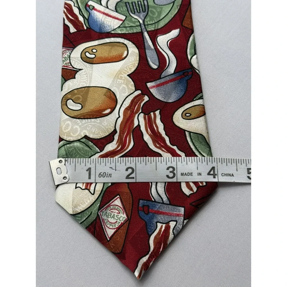 VTG Tabasco 100% Silk Tie Spicy Eggs and Bacon W-4